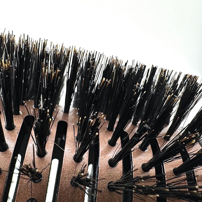 Phillips Brush Luxe Tourmaline Monster Vent 1 Professional Hair Brush (5” Diameter Barrel) - Vented Hairbrush Nylon Reinforced Boar Hair Bristles, Sleek Rose Gold & Black Color