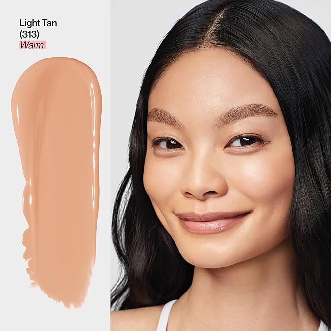 Revlon Illuminance Tinted Serum, Triple Hyaluronic Acid, Evens Out Skin Tone Over Time and Hydrates All Day, SPF 15, 313 Light Tan, 0.94 fl oz.