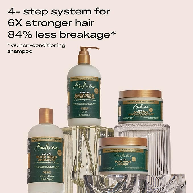 SheaMoisture Bond Repair Shampoo Amla Oil Deeply Cleanses and Removes Build Up to Repair Hair Bonds with Hydroplex Technology and Amla Oil with Restorative HydroPlex Infusion 13fl oz