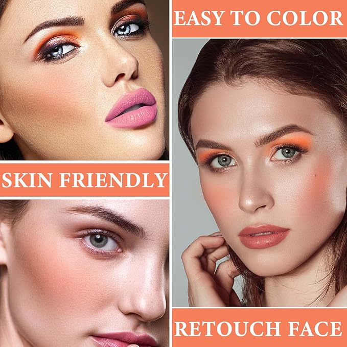 Cream Blush Stick,Blush Stick for Cheeks with Contour Citrus Pink)
