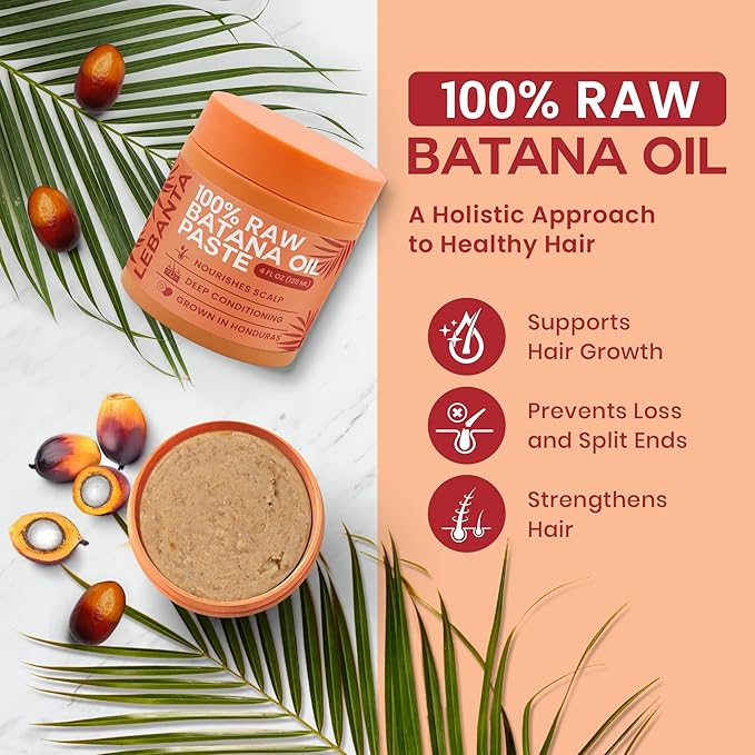Raw Batana Oil for Hair Growth - 100% Pure, Organic 4oz Batana from Honduras for Thick and Strong Natural Hair - Dr. Sebi Unrefined Cold Pressed Cosmetic Scalp Mask for Men & Women (1 Pack)