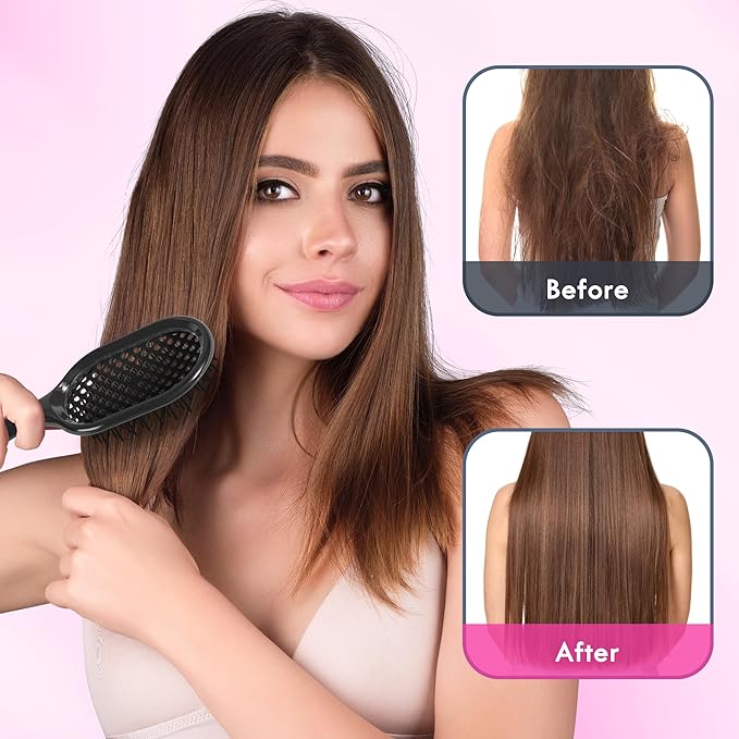 Vented Detangling Hair Brush - 2 Pack Detangler Hairbrush for Effortless Tangle Removal - Ultra-Soft Bristles -For Natural Curly Straight Wet Dry Damaged Hair for Women Men Kids