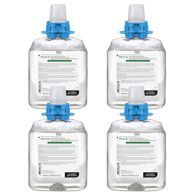 GOJO PROVON FMX Green Certified Foam Hand Cleaner, 1250 mL Hand Cleaner Refill for PROVON FMX Push-Style Dispenser (Pack of 4) - 5182-04