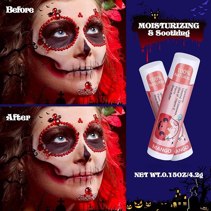 Dmsky Halloween Lip Balm,10 Flavors Natural Lip Balm in Bulk, Moisturizing Lip Balm Stocking Dry Lips, Men Women Kids Party Gifts, Lip Care Set 88 count (4.2g/0.15 Oz)