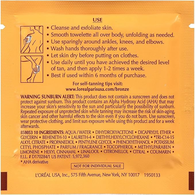 Loreal Paris Sublime Bronze self tanning Towelettes for body (3 Pack)