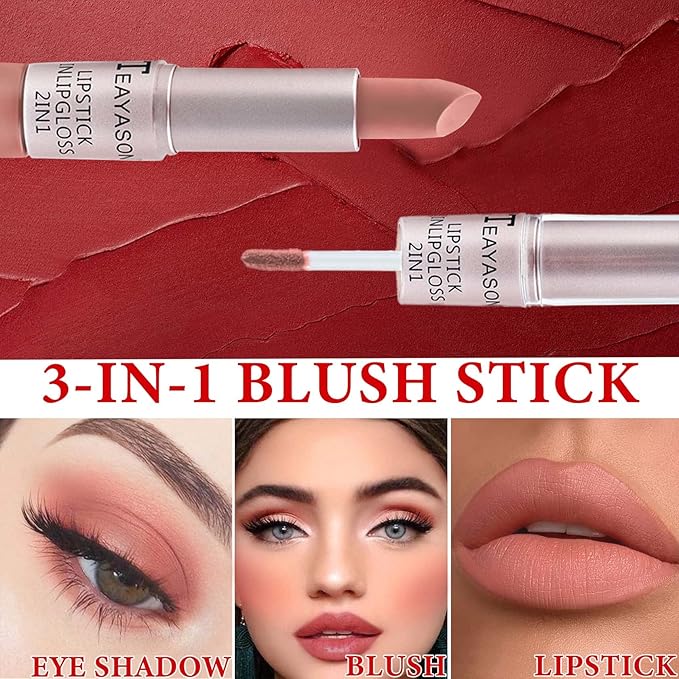 Cream Blush Stick,Blush Stick for Cheeks with Contour Rose Pink)