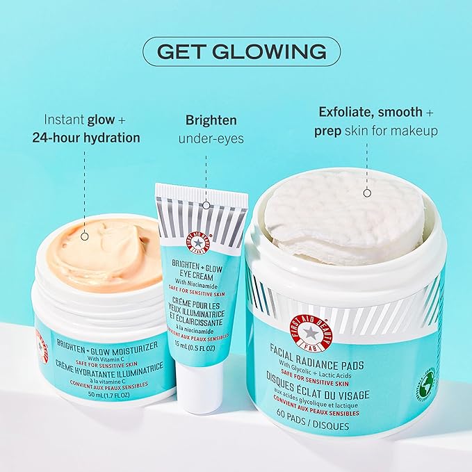 First Aid Beauty - Brighten + Glow Moisturizer with Vitamin C, Visibly Enhance Natural Healthy Glow for All Day Hydration, Lightweight Texture, Safe for Sensitive Skin, 1.7 oz
