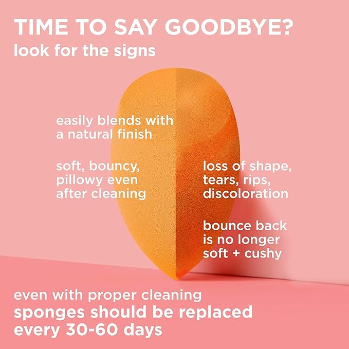 Real Techniques Miracle Complexion Sponge, Makeup Blender for Liquid and Cream Foundation, Full Coverage, Streak-Free Professional Makeup Tool, Cruelty Free, Vegan, Latex Free, 4 Count