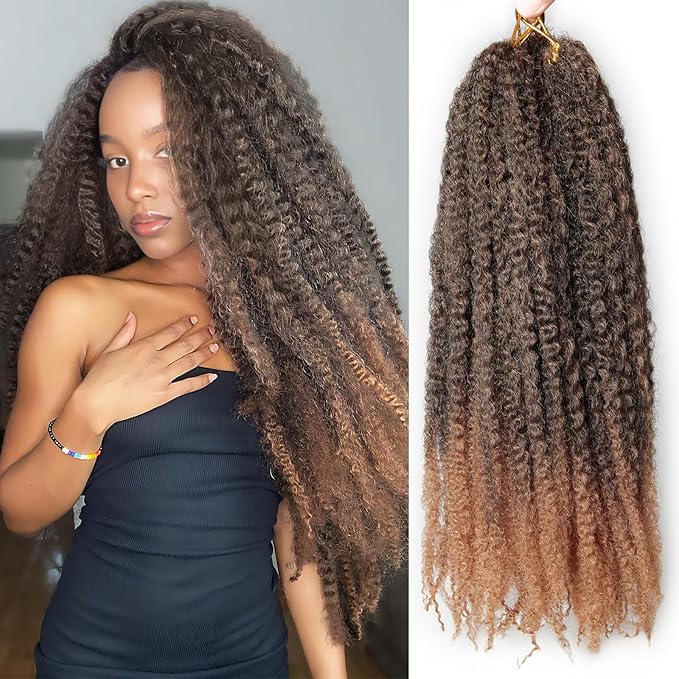 Marley Twist Braiding Hair 18 Inch 8 Packs โ Fluffy&Tangle-Free Cuban Twist Hair for Braiding, Natural Look Synthetic Long-Lasting Spring Afro Kinky Twist Hair Extensions (1B/27)