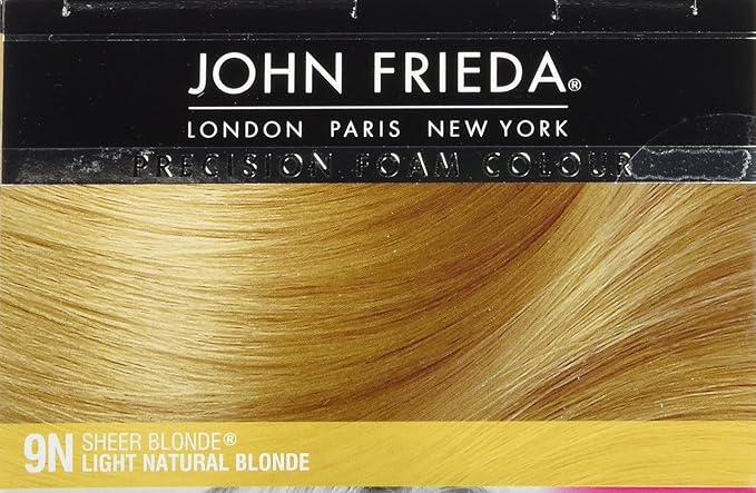 John Frieda Precision Foam Colour, Light Natural Blonde 9N, Full-Coverage Hair Color Kit, Anti-Fade Gray Coverage, Deep Color Saturation Hair Dye, 1 Application