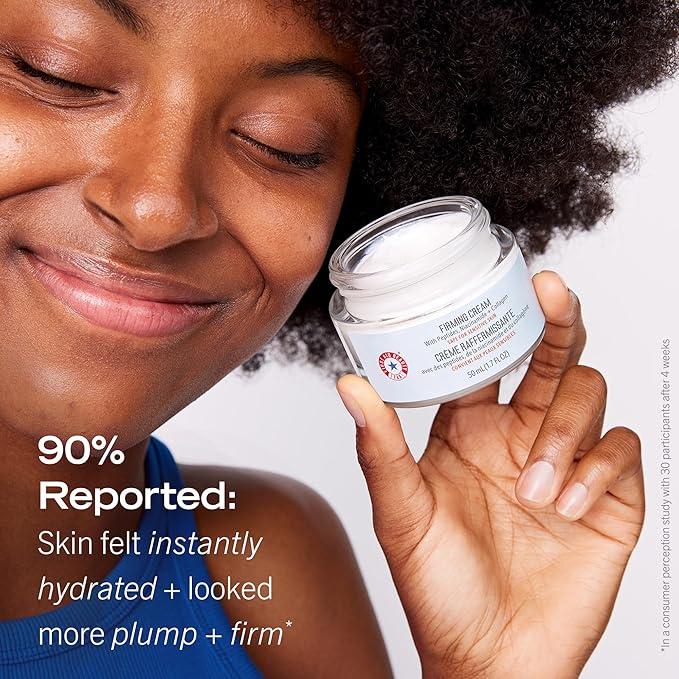 First Aid Beauty - Firming Collagen Cream with Peptides & Niacinamide, Ultra-Rich Plumping Moisturizer, Hydrates & Visibly Firms, Non-Comedogenic, Safe for Sensitive Skin, 3.5 oz