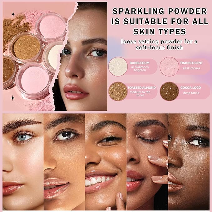 Pink Setting Powder Loose Powder Shimmer Finishing Powder Face