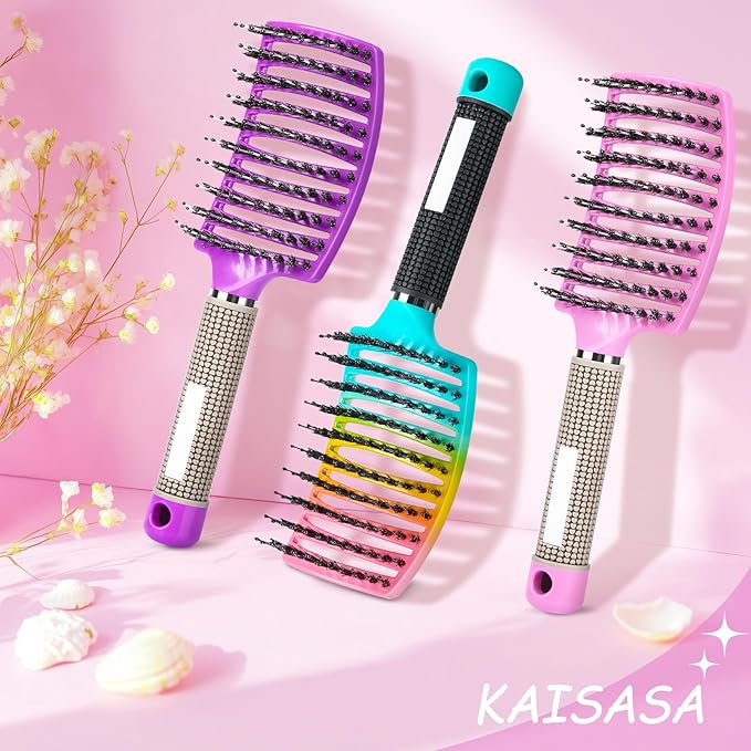 Wet Hair Detangling Brush for Blow Drying,Hair Detangler Brush for Women and Kids ,Boar Bristle Hair Brushes for Women Detangler 1 PACK(PINK)