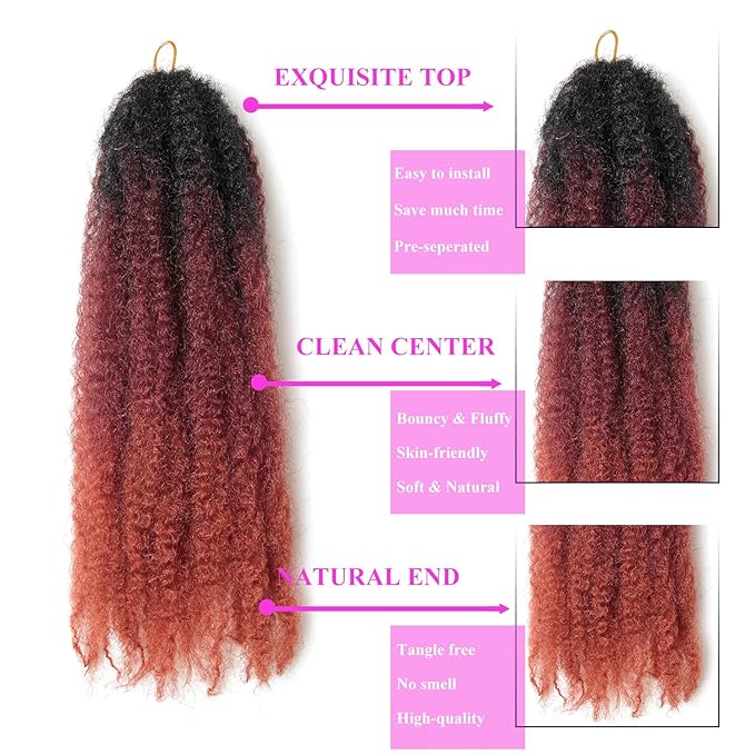 Marley Twist Braiding Hair 24 Inch 8 Packs โ Long-Lasting Marley Hair, Fluffy&Tangle-Free Cuban Twist Hair for Braiding, Natural Look Synthetic Spring Afro Kinky Twist Hair Extensions (T1B/530/350)