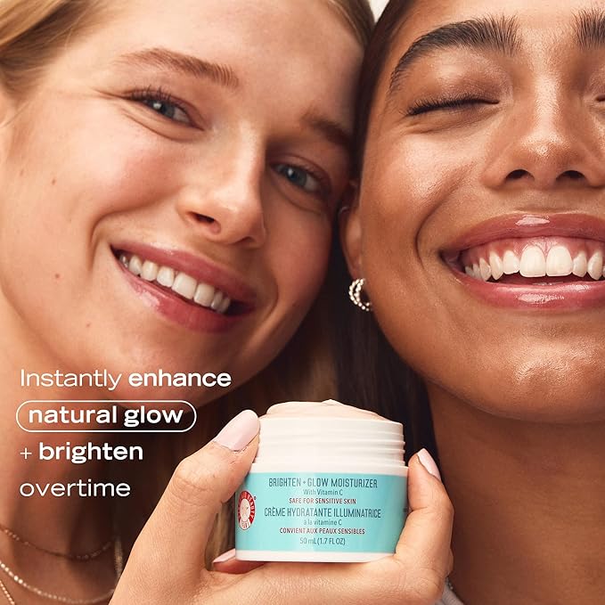 First Aid Beauty - Brighten + Glow Moisturizer with Vitamin C, Visibly Enhance Natural Healthy Glow for All Day Hydration, Lightweight Texture, Safe for Sensitive Skin, 1.7 oz