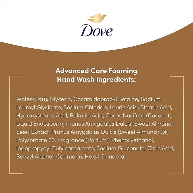 Dove Foaming Hand Wash Coconut & Almond Milk Pack of 4 Protects Skin from Dryness, More Moisturizers than the Leading Ordinary Hand Soap, 10.1 oz