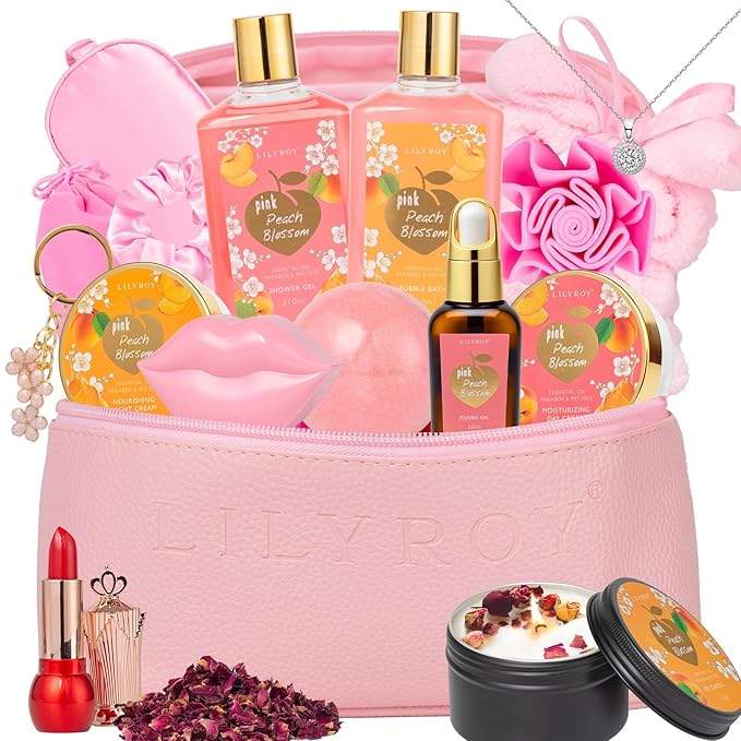Mothers Day Gifts for Mom -19-Piece Luxury Bath & Body Gift Bath Gift Set for Women, Self Care Kit with Necklace, Diffuser & More | Perfect for Christmas, Birthday, Anniversary, Holiday Gift for Her