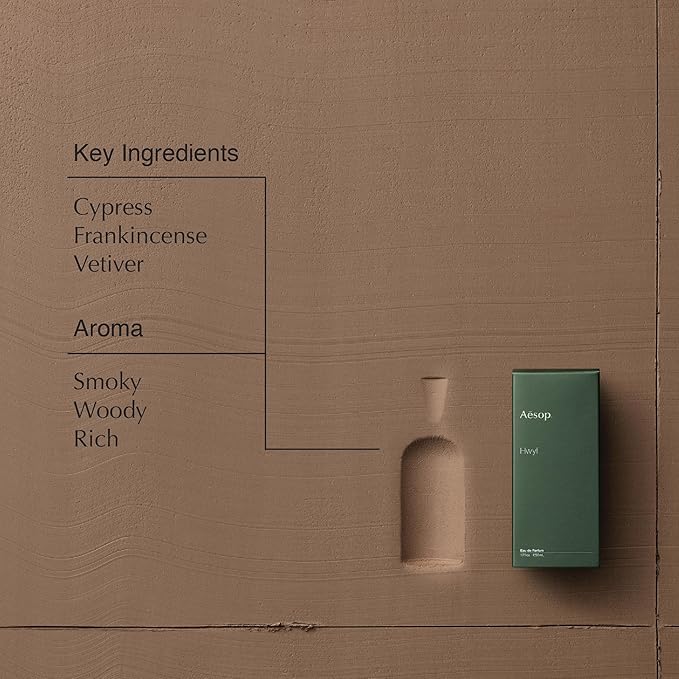 Aesop Hwyl Eau de Parfum | Smoky, Woody, Rich Fragrance | Cypress, Frankincense, Vetiver | Unisex | 1.6 oz