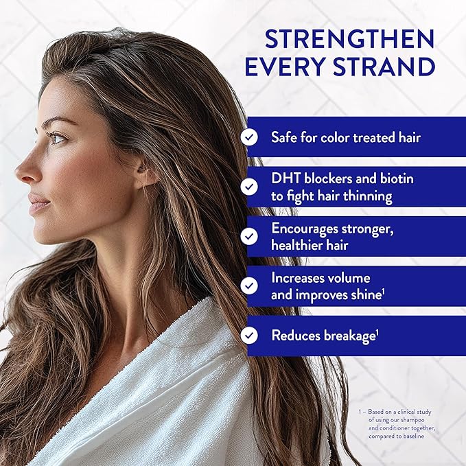 Routine Wellness Shampoo and Conditioner Set and Hair Serum for Thinning Hair - DHT Blocker Women & Men - Color Safe Shampoo for Hair Loss & Healthier Hair - Rose Hips Set + Serum