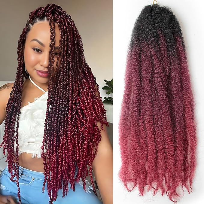 Marley Twist Braiding Hair 24 Inch 8 Packs โ Long-Lasting Marley Hair, Fluffy&Tangle-Free Cuban Twist Hair for Braiding, Natural Look Synthetic Spring Afro Kinky Twist Hair Extensions (T1B/99J/530)