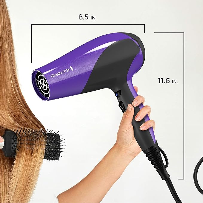 Remington Damage Protection Hair Dryer with Ceramic + Ionic + Tourmaline Technology,Purple, 3 Piece Set