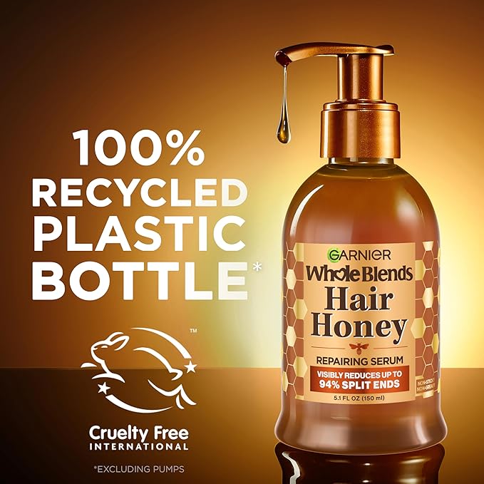 Garnier Whole Blends Honey Treasures Hair Honey Repairing Serum for Long, Damaged Hair, 5.1 Fl Oz, 2-Count (Packaging May Vary)