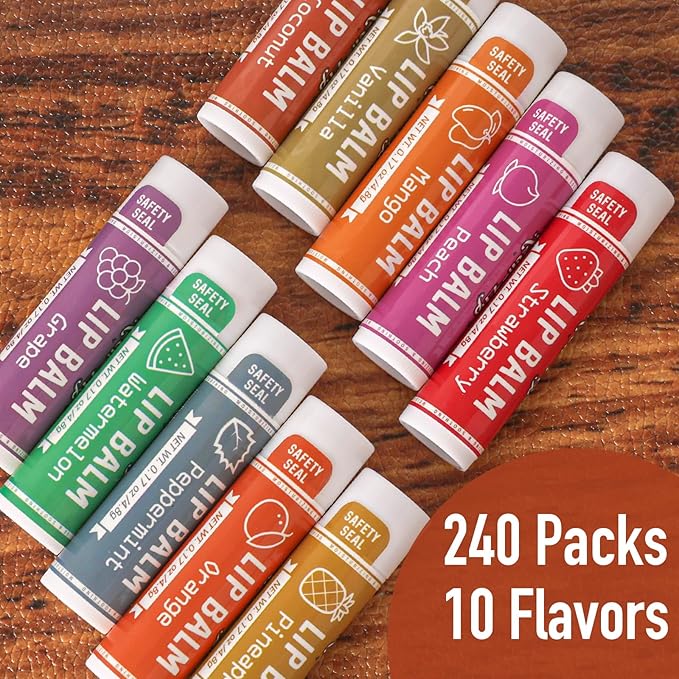AZEN 240 Pack Lip Balm, Natural