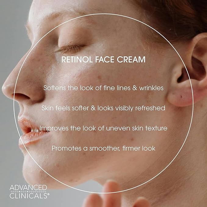 Advanced Clinicals Retinol Cream Face Moisturizer | Encapsulated Retinol Lotion For Face With Ferulic Acid + Vitamin E To Soften Appearance Of Crepey Skin & Look of Fine Lines & Wrinkles, 2.5 Fl Oz