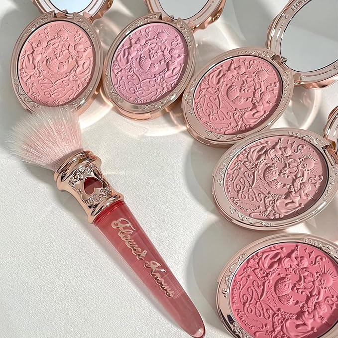 Flower Knows Strawberry Rococo Embossed Blush;Pink Matte Finish;Buildable & Blendable Powder Blush for cheeks,Natural Flush for All Skin Tones(03 Classic Ballet, 5g)