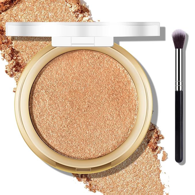 Baked Highlighter Powder Palette, Makeup Highlighter Powder Palette Bronze Glow