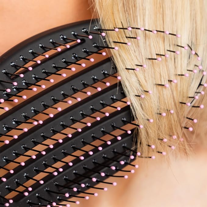 Gimme Beauty Vented Detangling Brush - Quick-Dry, Heat-Resistant Wet Brush for Thick or Thin Locks - Supports Healthy Hair - Flexible Curved Design for Fine Locks - Fine Hair