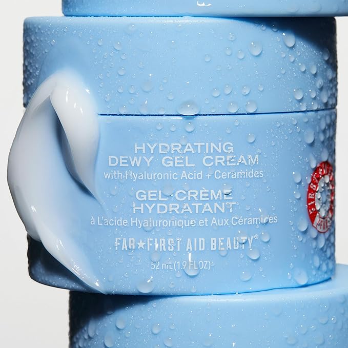 First Aid Beauty - Hydrating Dewy Gel Cream, Lightweight Oil-Free Facial Moisturizer with Hyaluronic Acid and Ceramides, Helps Reduce Excess Oil Build Up & Improve Skins Hydration, 1.7 oz