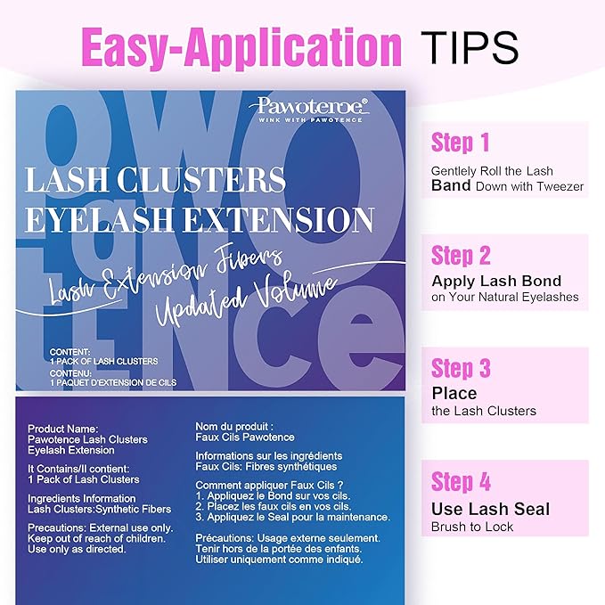 Pawotence Lash Clusters 280pcs Individual Lashes 30D 40D Cluster Eyelash Extensions 9-16mm Eyelash Clusters Lash Extensions for Self Application (30D&40D, 0.07D, 9-16mm)
