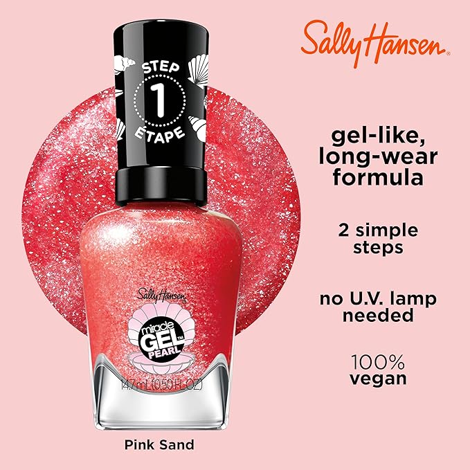 Sally Hansen Miracle Gel™, Pearls Rare Red Pearl, Long Lasting, Gel-Like Formula, No UV Lamp Needed, Red Nail Polish