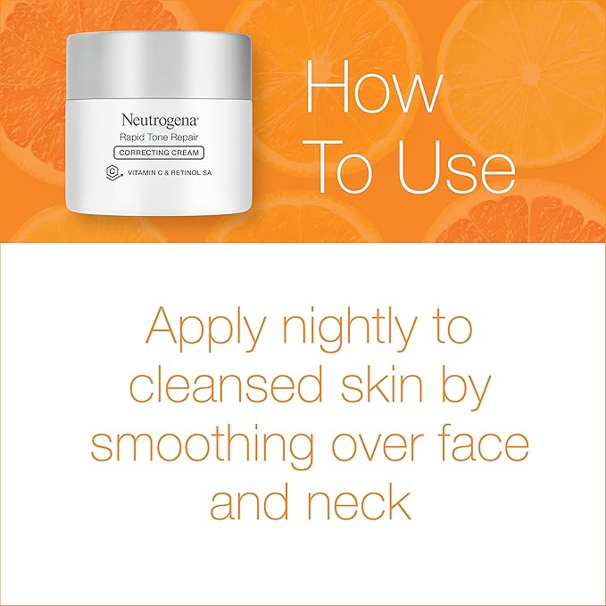Neutrogena Retinol + Vitamin C Correcting Cream, Rapid Tone Repair Face & Neck Cream with Hyaluronic Acid for Dark Spots, Fine Lines & Wrinkles, 1.7 oz