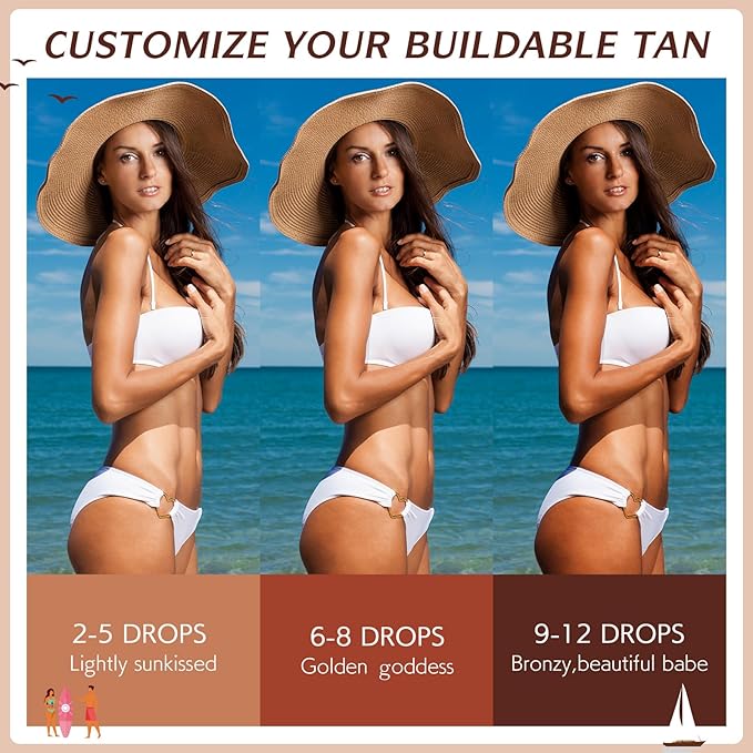 Self Tanning Drops for Face and Body, Self Tanner Drops Bronzing Drops, Natural Sunless Fake Tan Face Tanning Drops, Face Tanning Drops to Add to Moisturizer for Radiant Natural Glow, 2.02 Fl Oz