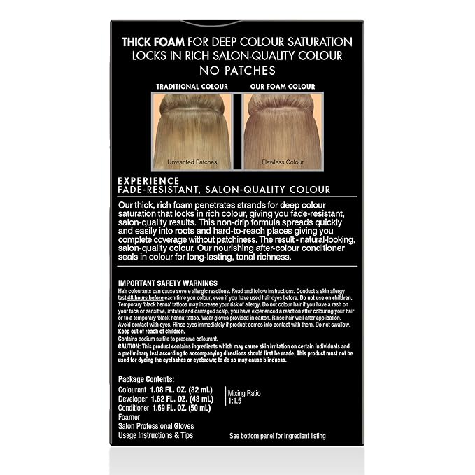 John Frieda Precision Foam Colour, Medium Natural Blonde 8N, Full-Coverage Hair Color Kit, Anti-Fade Gray Coverage, Deep Color Saturation Hair Dye, 1 Application