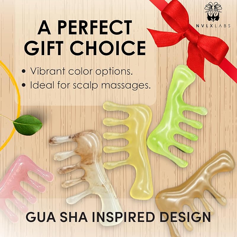 Loc Comb - Scalp Massager | Gua Sha Hair Care Inspired Wide Tooth Comb for Curls - Head Massager for Hair Growth, Hair Detangler for Women, Men By NVLX LABS