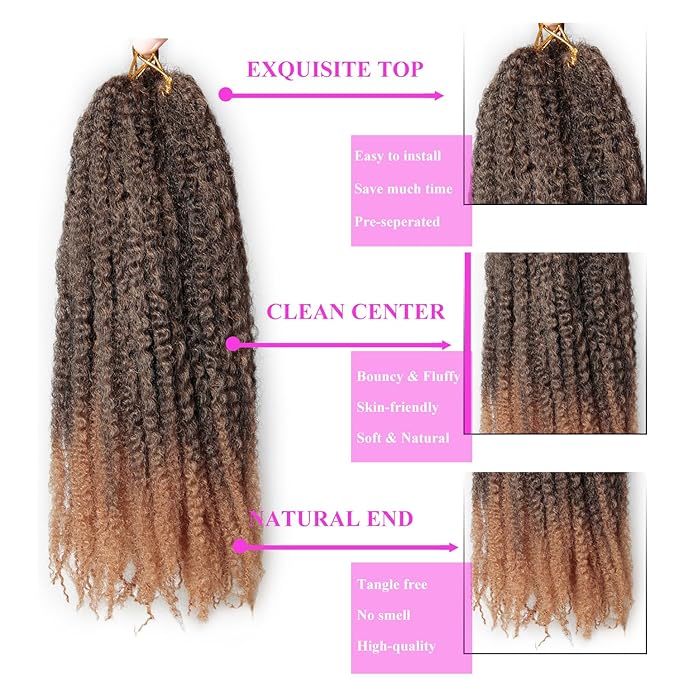 Marley Twist Braiding Hair 18 Inch 8 Packs โ Fluffy&Tangle-Free Cuban Twist Hair for Braiding, Natural Look Synthetic Long-Lasting Spring Afro Kinky Twist Hair Extensions (1B/27)