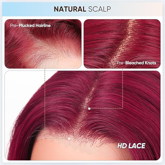 99j Burgundy Lace Front Wigs Human Hair,13x6 HD Body Wave Burgundy Lace Frontal Wigs Human Hair Pre Plucked with Baby Hair,210% Density Colored Wine Red Wig Human Hair for Women 20 Inch