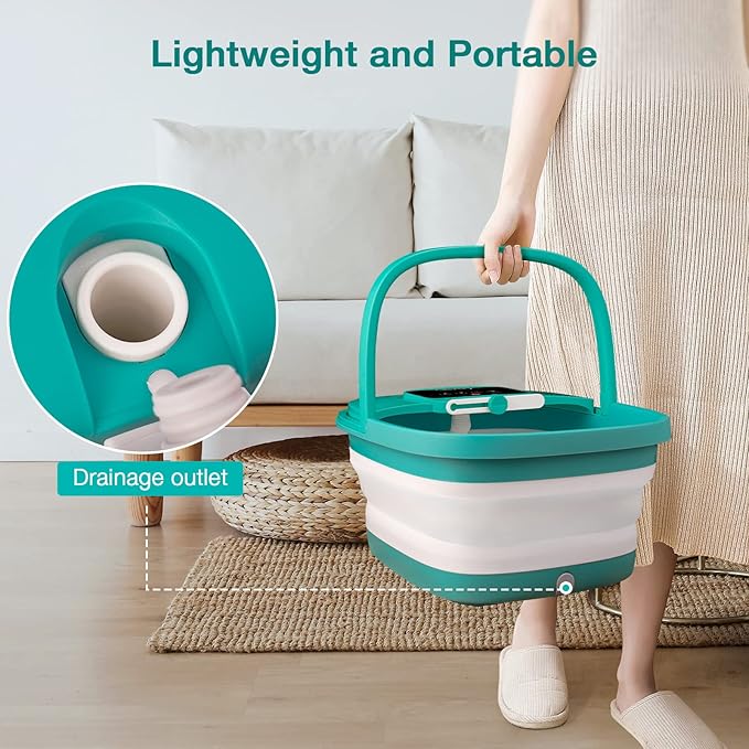 HOSPAN Collapsible Foot Spa with Heat, Bubble, Red Light, and Temperature Control, Foot Bath Massager with 8 Shiatsu Massage Rollers, Pedicure Foot Spa for Relaxation - FS01A