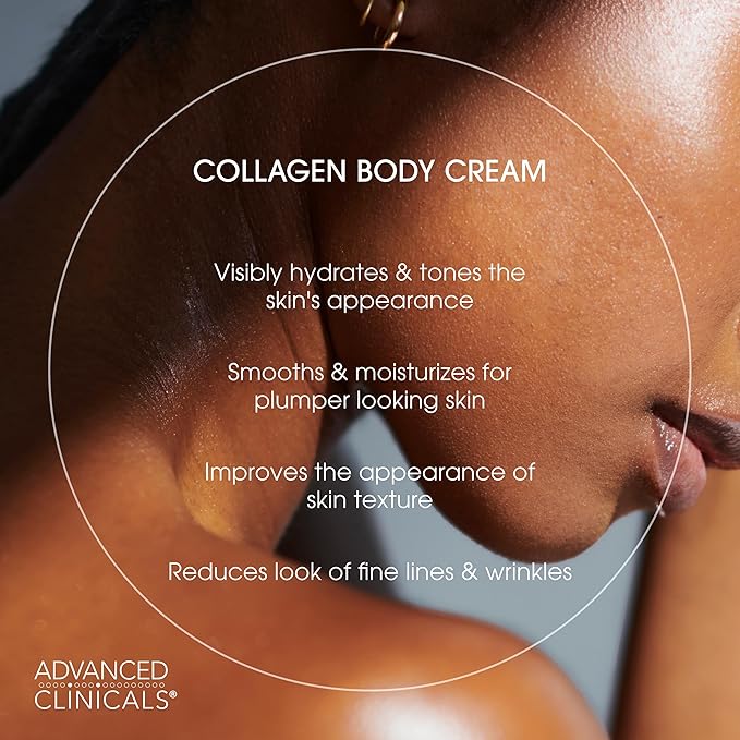 Advanced Clinicals Collagen Cream W/Hyaluronic Acid Face Moisturizer + Collagen Body Cream 2pc Skincare Set For Women & Men To Reduce Appearance Of Wrinkles, Fine Lines, & Uneven Skin Tone, 2pc Set