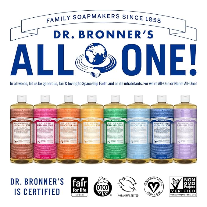 Dr. Bronner's Magic Soap - Pure-Castile Liquid Soap (Lavender, 32 ounce, 2-Pack) -Regenerative Organic Certified Oils, 18-in-1 Uses: Body, Hair, Laundry, Pets & Dishes, Concentrated, Vegan, Non-GMO