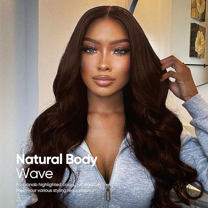 Chocolate Brown Lace Front Wig,13x6 HD Brown Body Wave Lace Frontal Wigs Human Hair Pre Plucked with baby hair, 210% Density Colored brown wig human hair for Women 24 inch