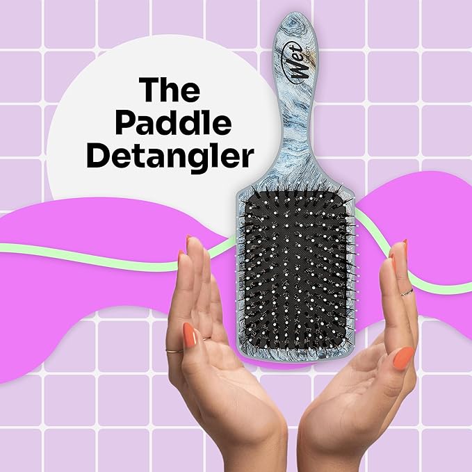 Wet Brush Paddle Hair Brush Traditional Wood Ultra-Soft IntelliFlex Detangling Bristles with Paddle Shine Enhancer Argan Oil Distressed Wood Pain-Free Hair Brush