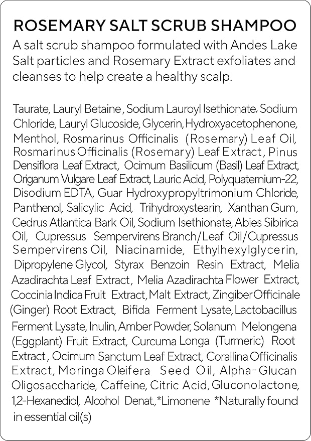 AROMATICA Rosemary Salt Scrub Shampoo 10.5 oz / 300g - Hair Loss Shampoo with Rosemary Scalp Oil | Scalp Exfoliator with Salt Scrub for Oily Scalp | Sulfate Free, Silicone Free
