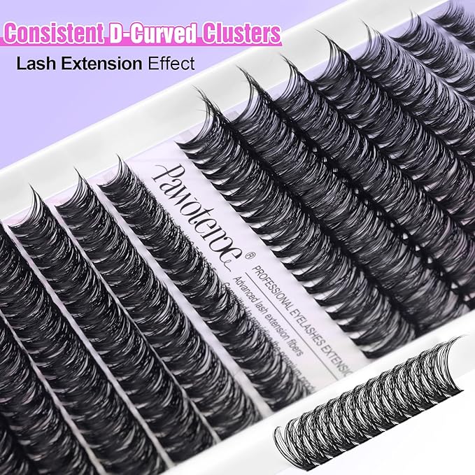 Pawotence Lash Clusters 280pcs Cluster Eyelash Extensions 40D 50D Eyelash Clusters Lash Extension 8-16mm Individual Lashes for Self Application at Home (40D&50D, 0.07D, 8-16mm)
