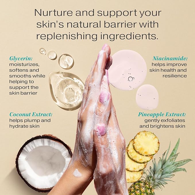 RAW SUGAR Simply Hand Wash, 16.9 Fl Oz (Pack of 3) Pineapple + Maqui Berry + Coconut Liquid Hand Soap for Kitchen or Bathroom, Cleanses & Refreshes Hands, Formulated without Sulfates & Parabens