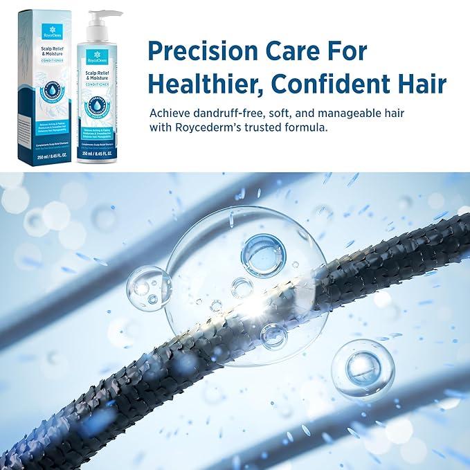 Roycederm Scalp Relief & Moisture Conditioner: Hydrating & Nourishing Formula with Jojoba Oil, Aloe Vera & Camellia Oil, Soothes Dry, Itchy Scalp