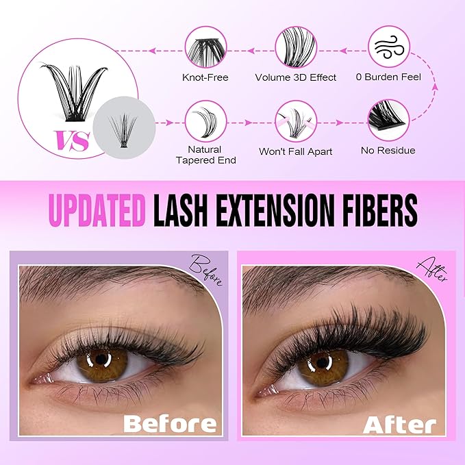 Pawotence Lash Extension Kit DIY 280pcs Lash Clusters Eyelash Extension Kit, 9-16mm 30D 40D Individual Lashes Kit with Lash Bond and Seal, Lash Tweezers for Self Use (30D&40D, 0.07D, 9-16mm, Kit)